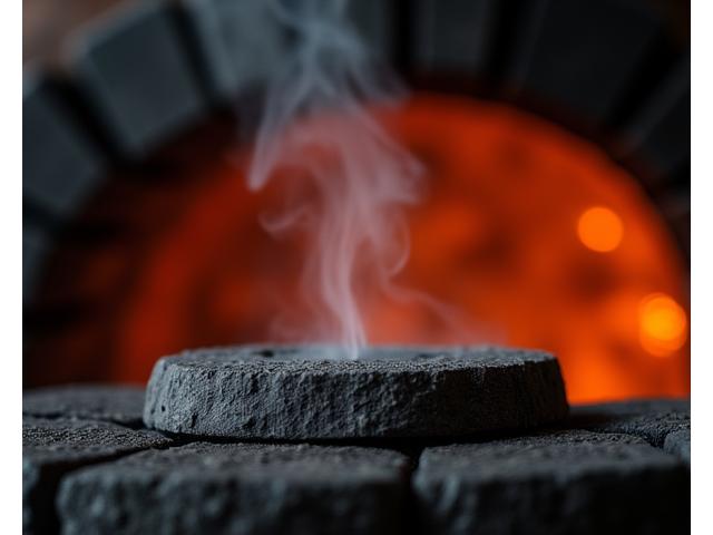 Fumes escaping a charcoal kiln