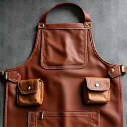 Leather grilling apron with functional pockets and brass buckles