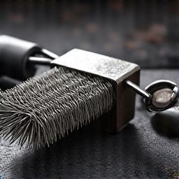 Heavy-duty grill cleaning brush with stiff bristles and scraping tool