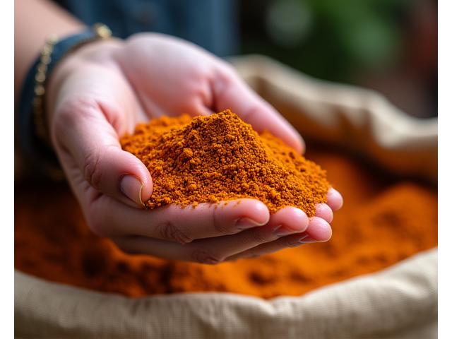 Close-up on hands sifting through vibrant, high-quality spices, emphasizing freshness and natural ingredients