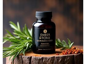 Ember & Stone gourmet spice rub bottle with fresh herbs