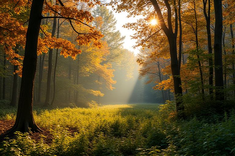 Sustainable Ontario forest landscape at dawn