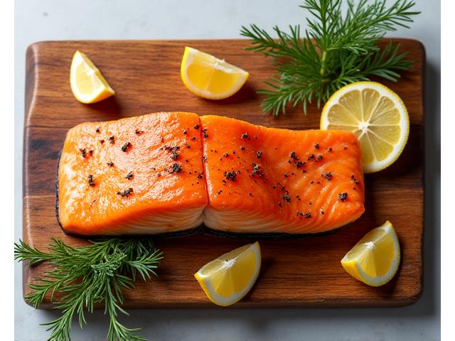 Cedar plank salmon with lemon and herbs