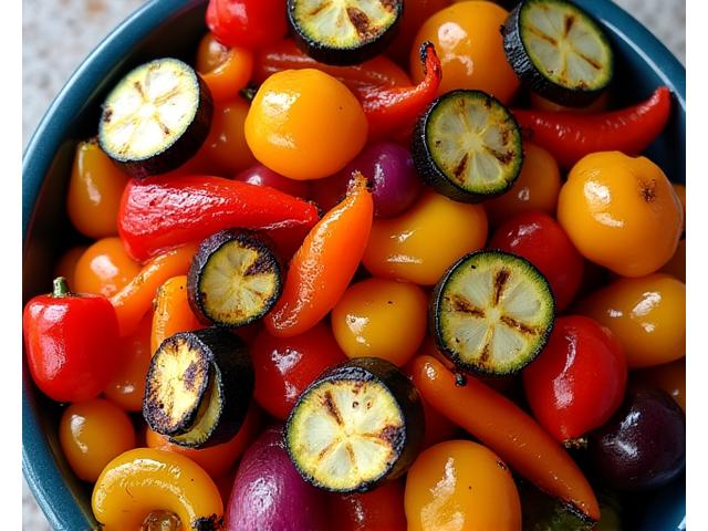 Assortment of vibrant grilled vegetables