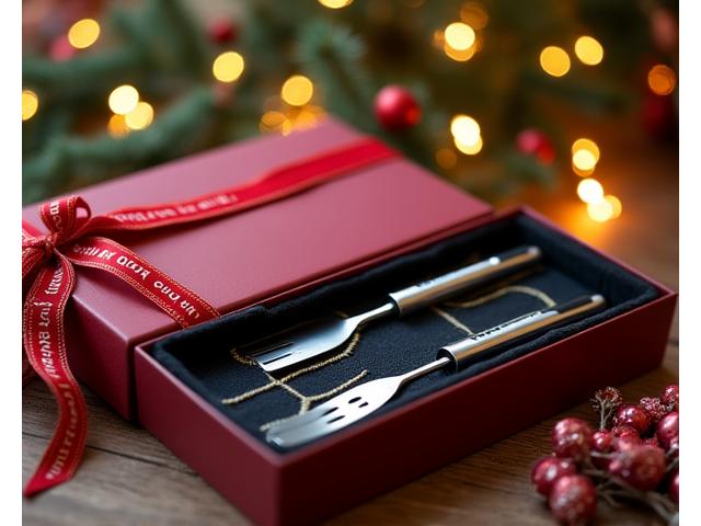 Holiday BBQ Toolkit with festive ribbon