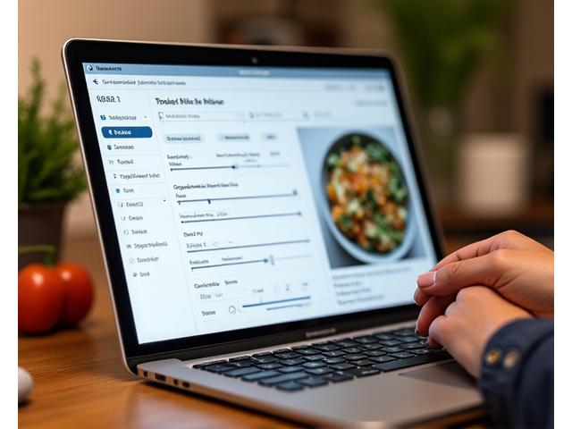 Desktop screen showing an interactive recipe builder interface with ingredient sliders and options