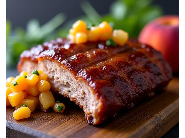 Smoked ribs with a vibrant summer fruit salsa