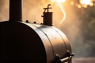 Slow smoke rising from a barbecue smoker