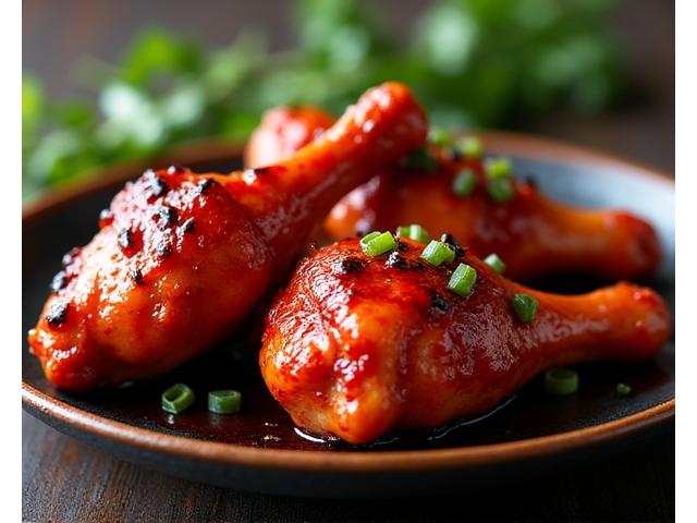 Crispy grilled chicken drumsticks with a golden brown crust